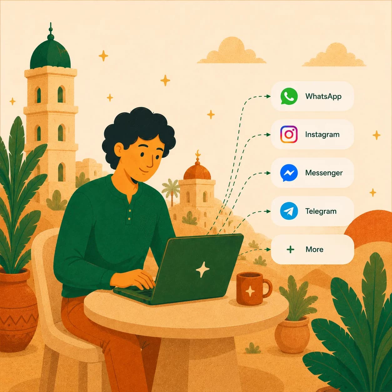 صاحب عمل يربط كسب لي بقنوات المراسلة على حاسوبه